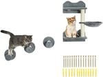 PawHut Katzen Kletterwand, 4-teilig, Katzenkletterwand, inkl. 1 x Sprungturm, 3 x