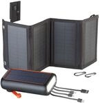 revolt Kurbel Dynamo-Powerbank: Solar-Powerbank mit Kurbel & Extra-Solarpanel, 30.000