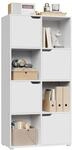 WOLTU B&uuml;cherregal, Raumteiler Regal mit 4 T&uuml;ren 8 F&auml;chern, 60 x 120 x 30 cm 