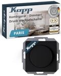 Kopp PARIS Druck-Wechselschalter-Dimmer mit Drehknopf - Matt-Schwarz - F&uuml;r 7-110W