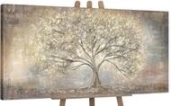 YS-Art XXL Abstrakt Acrylbild Goldbaum Kinderzimmer moderne Design Fengshu