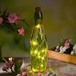 LED Dekoflasche mit Lichterkette Juteseil Leuchtflasche Flaschenlicht (Gr&uuml;n)