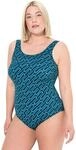 Ulla Popken Damen gro&szlig;e Gr&ouml;&szlig;en &Uuml;bergr&ouml;&szlig;en Plus Size Badeanzug, grafischer