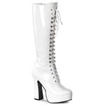 Pleaser Damen Electra-2020 Stiefel, Wei&aacute; (wei&szlig;e Lacklederoptik), 39 EU