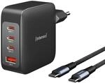 Intenso Power Adapter W140A3C GaN + C520C Kabel, 3X USB-C 1x USB-A Netzteil, bis zu