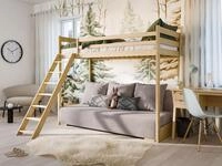 Kids Collective Hochbett Sofa 90x200 cm Natur mit Leiter und Schlafsofa 140x200 cm