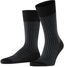 FALKE Herren Socken Oxford Stripe M So Baumwolle gemustert 1 Paar, Schwarz Black-Mix
