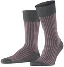 FALKE Herren Socken Oxford Stripe M So Baumwolle gemustert 1 Paar, Grau Steel Melange