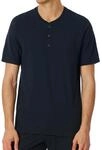 Schiesser Herren Schlafshirt Kurzarm mit Knopfleiste Bio-Baumwolle-Mix + Relax