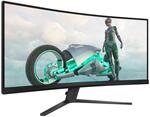 PHILIPS Evnia 34M2C3500L 34 Zoll Curved, UW-QHD Gaming Monitor, 180Hz, Fast VA Panel,