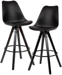 FineBuy Barhocker 2er Set Kunstleder Schwarz mit Lehne, Sitzh&ouml;he 77 cm