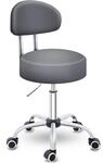 TRESKO&reg; Rollhocker mit Lehne Grau | Arbeitshocker h&ouml;henverstellbar 46-58 cm 