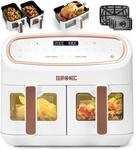 Duronic AF34 WE XXL Hei&szlig;luftfritteuse &ndash; 10L Airfryer mit 2 Kammern,