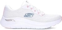 Skechers Damen Arch Fit 2.0 Big League Sneaker, Wei&szlig;es Netzgewebe, rosafarbener und