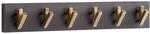 Wohnling Wandgarderobe 60x8x10 cm Mango Massivholz Schwarz Gold | Hakenleiste...