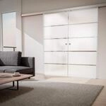 inova Doppel Glas-Schiebet&uuml;r 2-Fl&uuml;gelig 1760 x 2035 mm Blockstreifen Alu