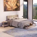 Juskys Boxspringbett Seattle 180x200 cm Beige - Weicher Malmostoff - Inklusive