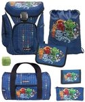Familando - Schulranzen Set 7-teilig mit Sporttasche - Ninjago Blau - Ergonomisch,
