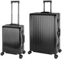 Travelhouse 100% Aluminium Kofferset Tokyo Schwarz S-55cm & XL-78cm Hartschalenkoffer