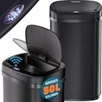Monzana&reg; M&uuml;lleimer mit Sensor K&uuml;che 50L Edelstahl Automatik Deckel Klemmring...