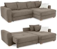 luma-Home 15155/ Ecksofa-Dauerschl&auml;fer mit Federkernpolsterung, Braun Taupe