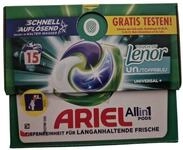 Ariel All-in-1 PODS Waschmittel mit Lenor Unstoppables, Universal+, 15 Waschladungen