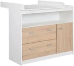 roba Wickelkommode mit Wickelansatz, 2 Schubladen, 1 T&uuml;r, 1 offenes Fach, wei&szlig;,