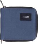 Pacsafe RFID-blockierende RFID-Geldb&ouml;rse mit umlaufendem Rei&szlig;verschluss, Blau
