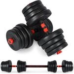 MSPORTS Hantelset Premium 2-in-1 (Kurzhanteln + Langhantel) &ndash; verstellbar 20 kg,
