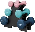 SONGMICS Kurzhantel Set, Hexagon, mit Hantelst&auml;nder, 2 x 1 kg, 2 x 2 kg, 2 x 3 kg,