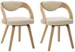 Eetkamerstoelen 2 st met houten frame kunstleer cr&egrave;me