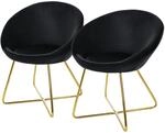 ML-Design Esszimmerst&uuml;hle 2er Set Samt, Schwarz, Wohnzimmerstuhl mit runder