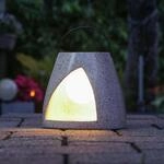 LED Solar Laterne - Kugellampe im Stein - Polyresin - 3 warmwei&szlig;e LED - H:...