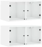 vidaXL Wandschrank mit Glast&uuml;r 2 STK., H&auml;ngeschrank mit Stauraum, Wandregal...