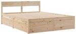 vidaXL Massivholzbett, Holzbett Bett mit Schubladen Kopfteil, Bettgestell...