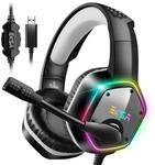 EKSA E1000 USB PC Gaming Headset mit Mikrofon, Gamer Headset mit Bass Surround Sound,