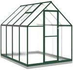 vidaXL Gew&auml;chshaus mit Fundamentrahmen Gr&uuml;n 224x169x202 cm Aluminimum