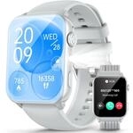 IOWODO Smartwatch Damen Herren mit Taschenlampe, Bluetooth Anrufe, 1,91 Zoll