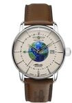 Zeppelin Herrenuhr Serie Atlantic Automatik mit GMT und braunem Lederarmband 8468-5