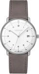 JUNGHANS max Bill Herren-Funkuhr Mega Solar Titan mit grauem Lederband 59/2021.02