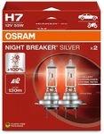 Osram NIGHT BREAKER SILVER H7, +100% mehr Helligkeit, Halogen-Scheinwerferlampe,