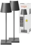 SIGOR 2 St&uuml;ck Nuindie 2.0 - Dimmbare LED Akku-Tischlampe Indoor & Outdoor, IP54