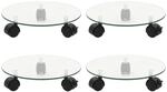 vidaXL Pflanzenroller 4 STK. 28 cm Hartglas Rund, Rolluntersetzer Pflanzen,