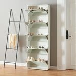 [en.casa] Schuhschrank Aure Schuhkipper mit 5 Klappen Schuhkommode mit Spiegel