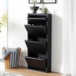 [en.casa] Schuhschrank Sokndal Schuhkipper mit 4 Klappen Metall Schuhkommode...