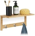 Relaxdays Wandregal mit Hakenleiste, Bambus, HBT: 18 x 37,5 x 16 cm,...