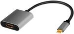 LogiLink CUA0103 - USB 3.2 Gen 1-HDMI Adapterkabel 4K/60 Hz, Alu, schwarz/grau, 0,15