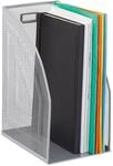 Relaxdays Stehsammler Metall, DIN A4, Stehordner breit, Mesh, Zeitschriftensammler