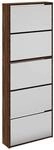 vidaXL Schuhschrank mit Spiegel 5 F&auml;cher Braun Eiche 63x17x169,5 cm