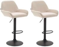 CLP 2er Set Barhocker Braga Mit Stoffbezug I 2 x Barstuhl Mit Lehne Und Fu&szlig;st&uuml;tze,